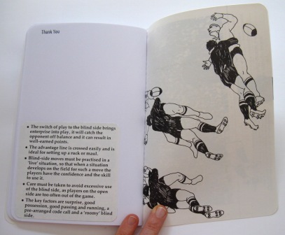 Recycled notebook made from an outdated rugby manual